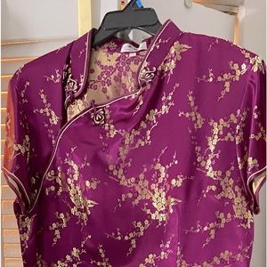 L-XL Fuchsia Chinese style/Asian style dress.  Worn once.  Excellent condition.